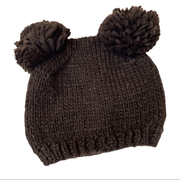 Knitted Brown Scarf and Bear Skull Cap Set - Picture 3 of 6